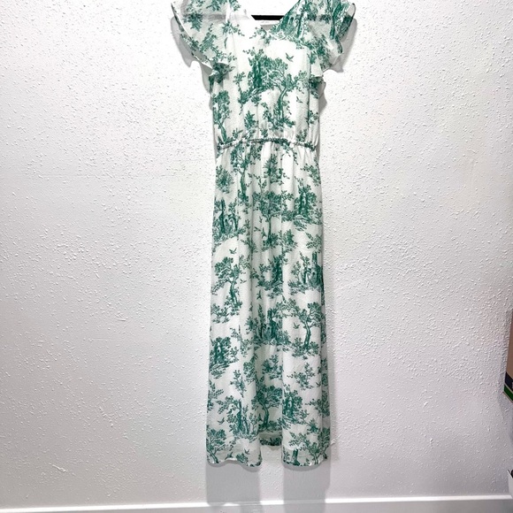 H&M Green V-Neck cottage core Maxi Sundress 4 - Picture 4 of 8